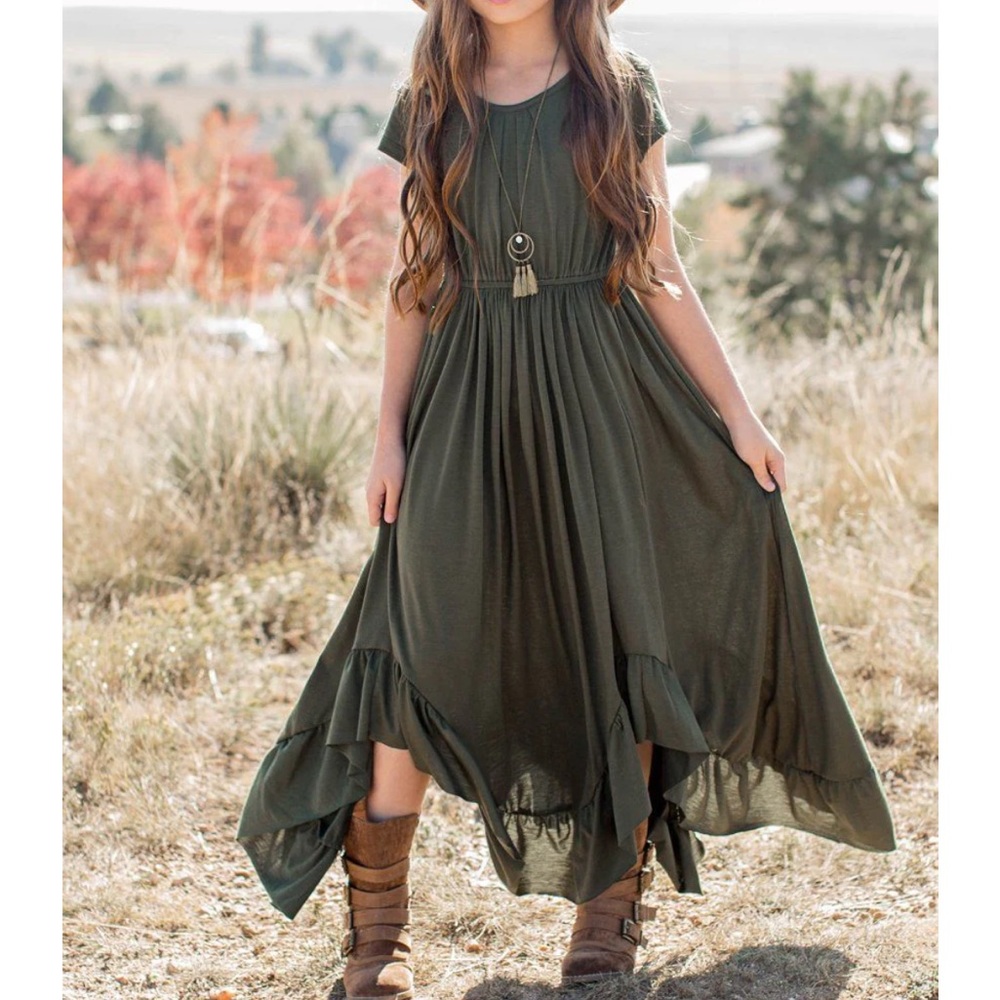 Joyfolie Girls Braelyn dress in Olive size 10